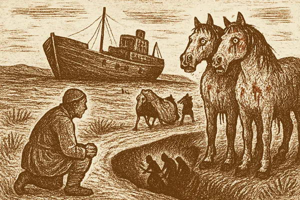Skeppets strandning och kamp