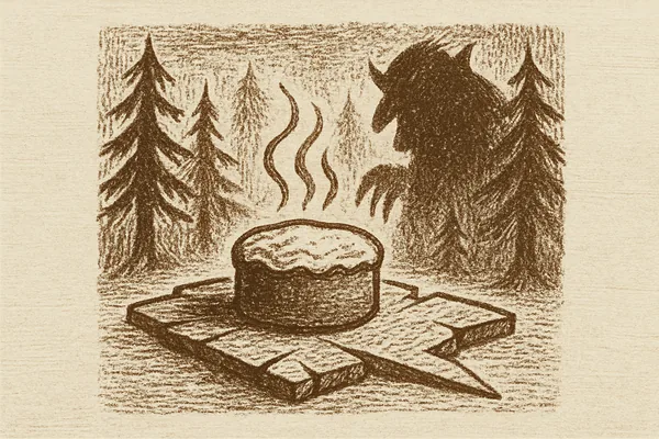 Trollsk kakfjöl i skogen